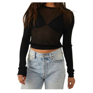 Free People H20 Crew Pullover Black XL